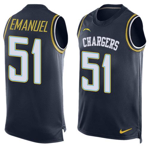 Nike Chargers #51 Kyle Emanuel Navy Blue Team Color Men's Stitched NFL Limited Tank Top Jersey
